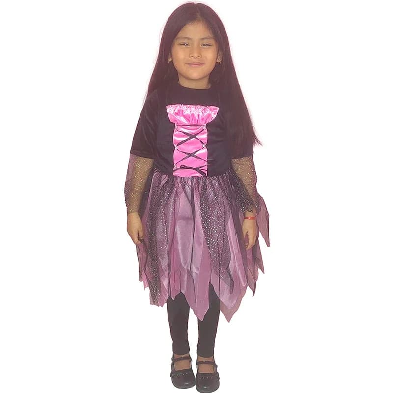 vestido de brujita chicle con negro